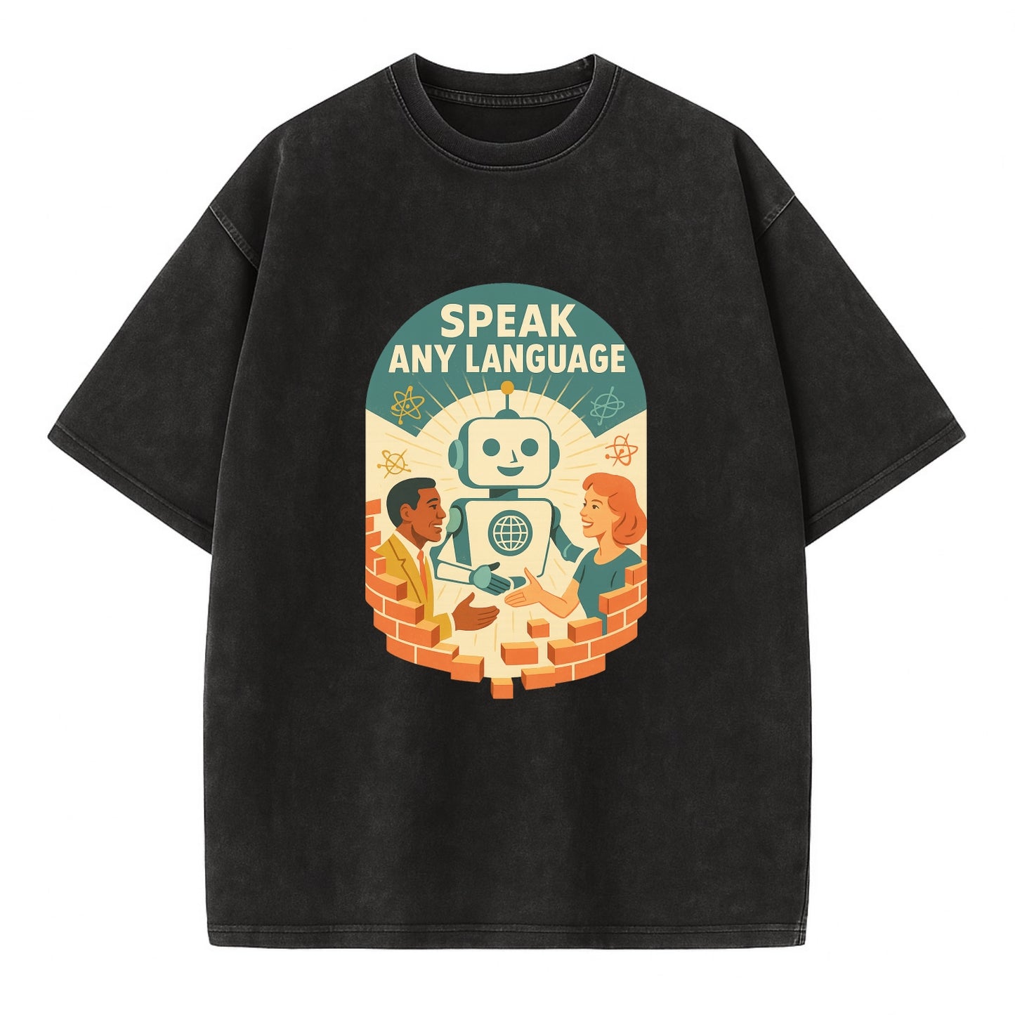 Language learning AI breaking down barriers - "Speak Any Language" - - Vintage T-shirt - Black