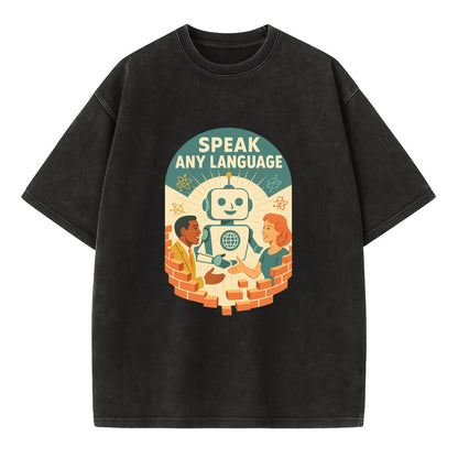 Language learning AI breaking down barriers - "Speak Any Language" - - Vintage T-shirt - Black