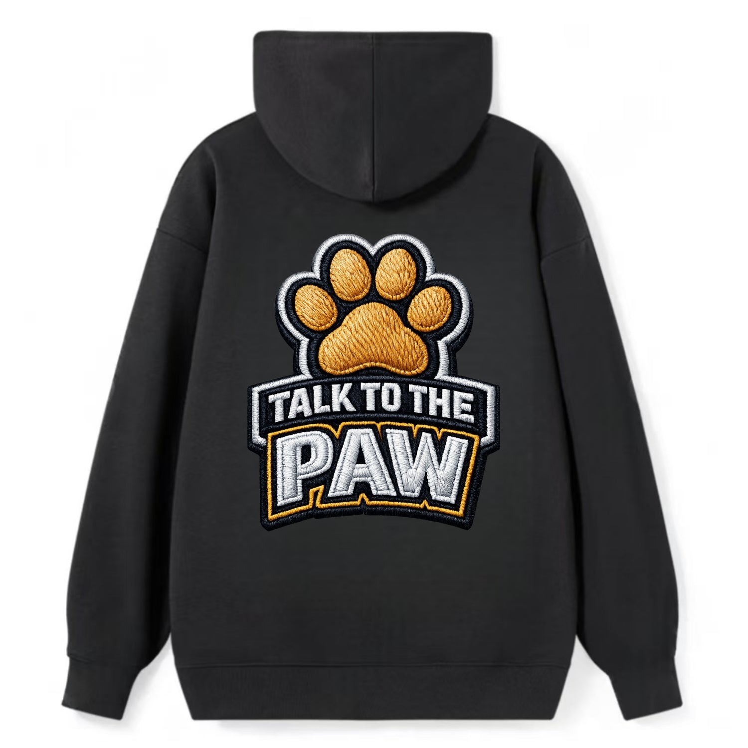 TALK TO THE PAW - raised paw in tan , sassy pet - Classic Pullover Hoodie - Black