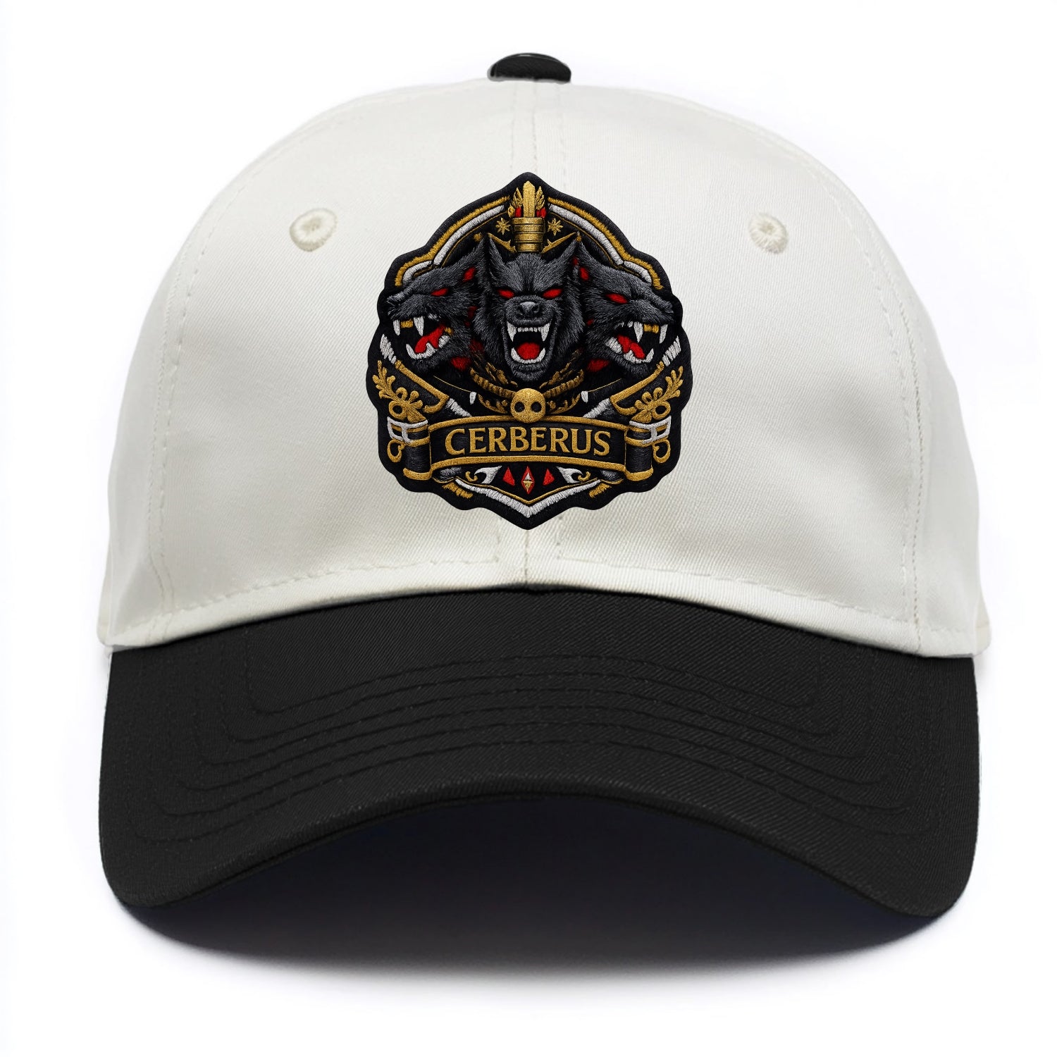 CERBERUS THREE HEADS - triple hound in black and red , underworld - Two Tone Cap - Black