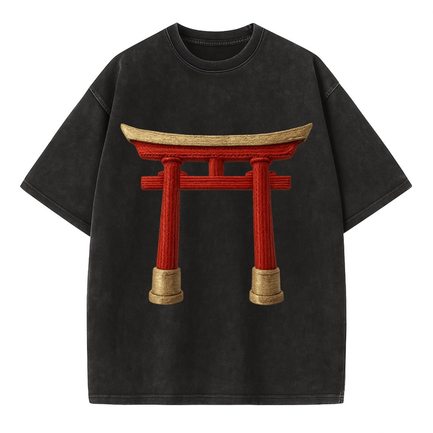 Japanese Torii Gate  - Vintage T-shirt - Black