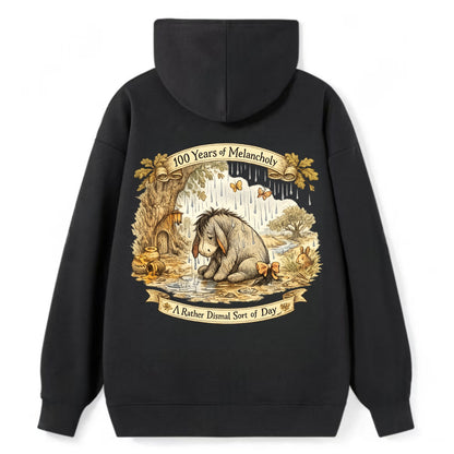 GLOOMY GLEN | Droopy figure in rain | Tattered tail bow | Pessimistic - Classic Pullover Hoodie - Black