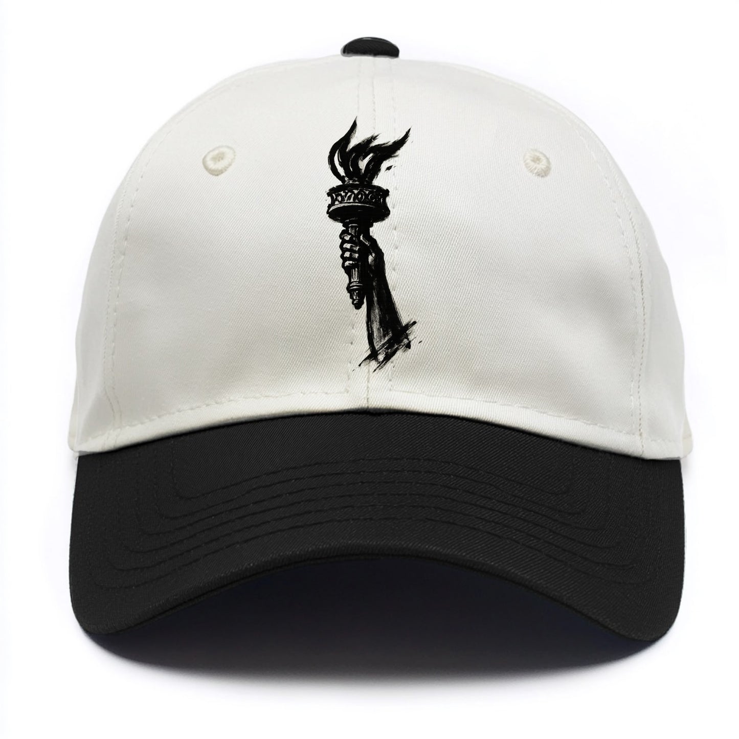 Statue of Liberty torch - freedom and democracy ink painting - Two Tone Cap - Black