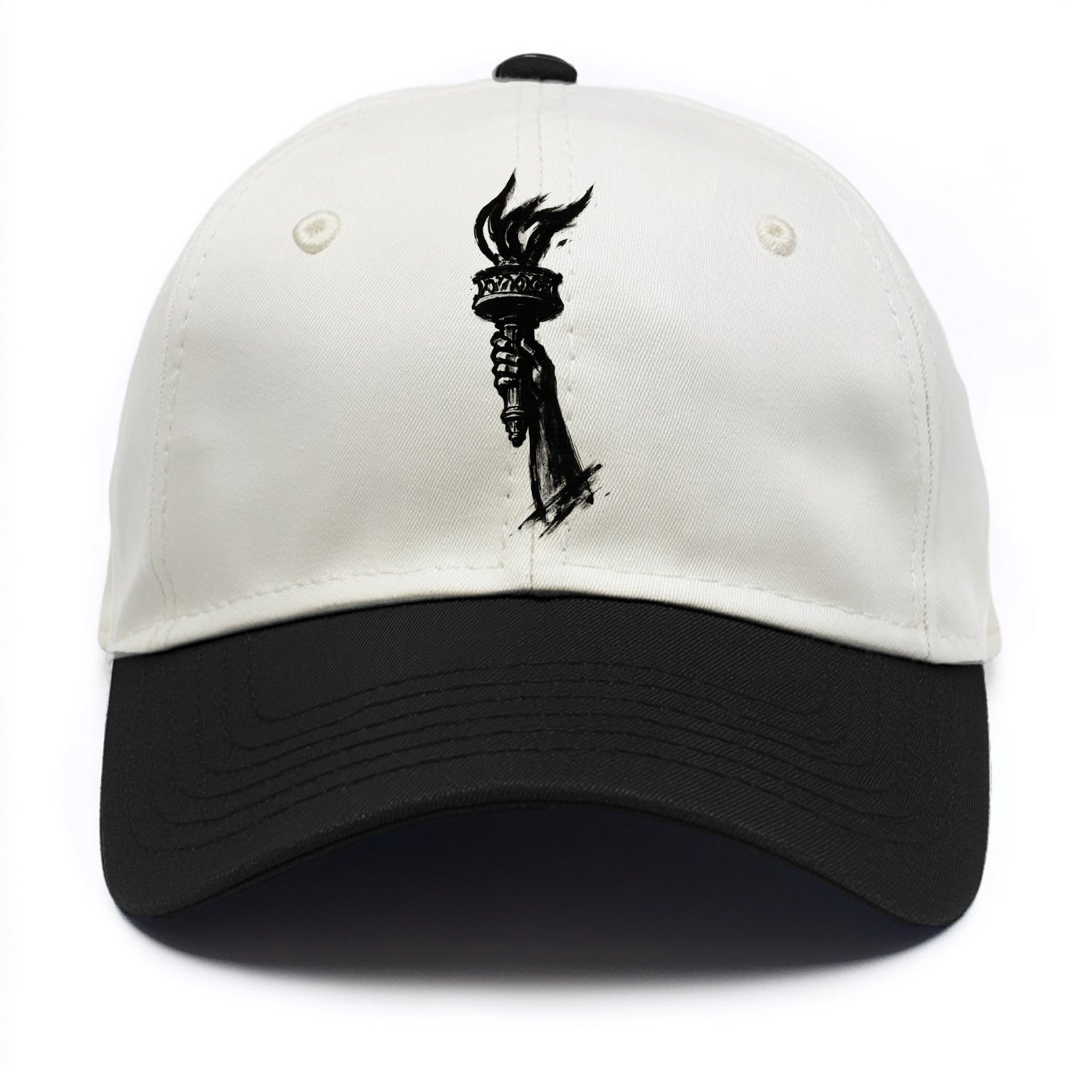 Statue of Liberty torch - freedom and democracy ink painting - Two Tone Cap - Black