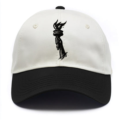 Statue of Liberty torch - freedom and democracy ink painting - Two Tone Cap - Black