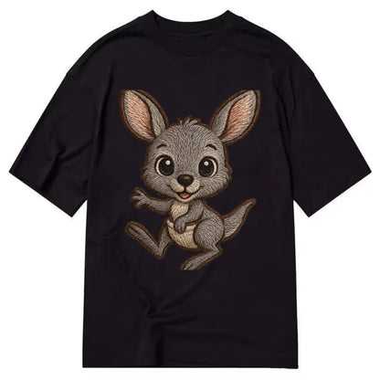 Baby Kangaroo Joey - gray fur, large ears, in pouch peek, bright eyes, - Classic T-shirt - Black