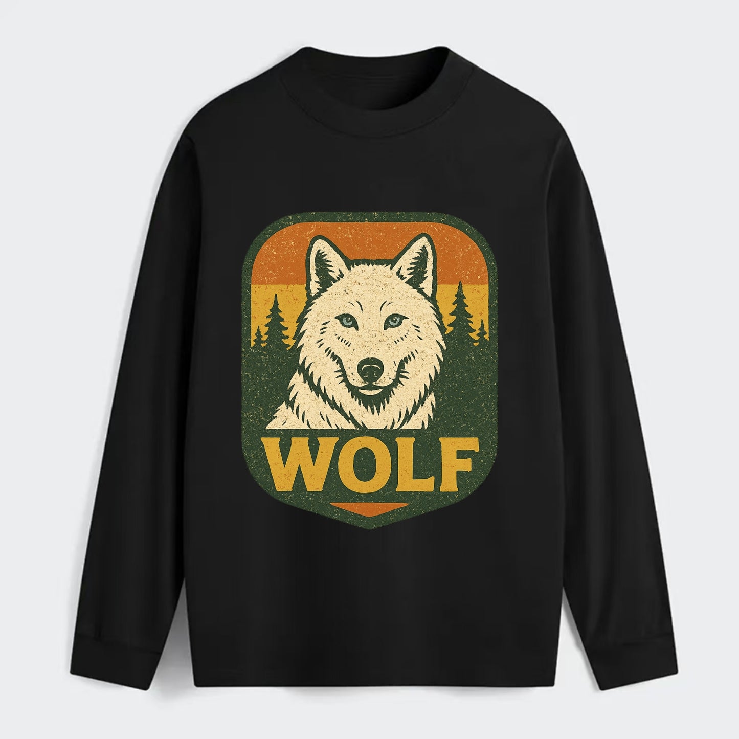 Arctic White Wolf  - Classic Long Sleeve Shirt - Black