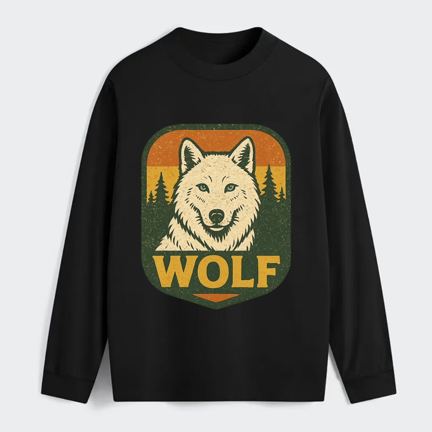 Arctic White Wolf  - Classic Long Sleeve Shirt - Black