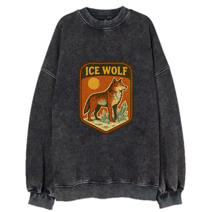 Ice Wolf Crystal  - Vintage Sweatshirt - Black