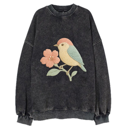 Peach Flowerpecker - Vintage Sweatshirt - Black