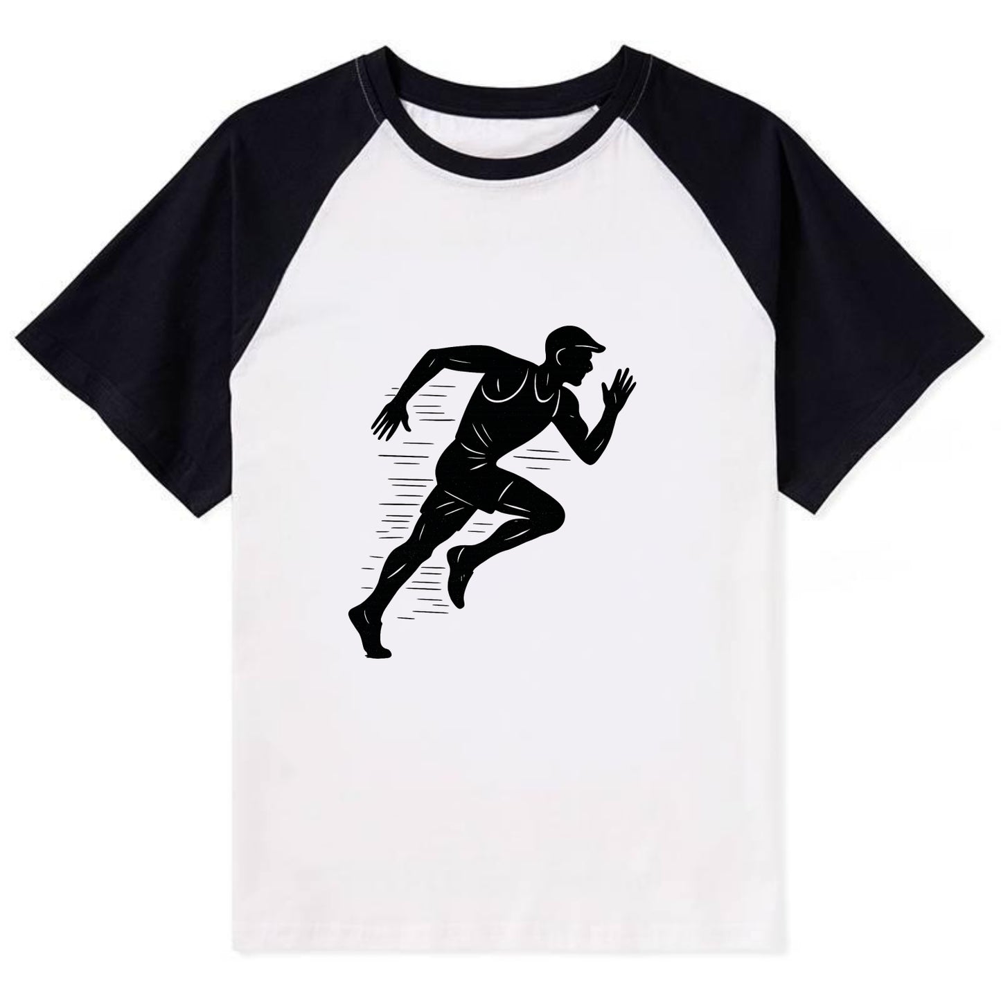 Runner in full stride sprinting - Contrast Raglan T-shirt - Black
