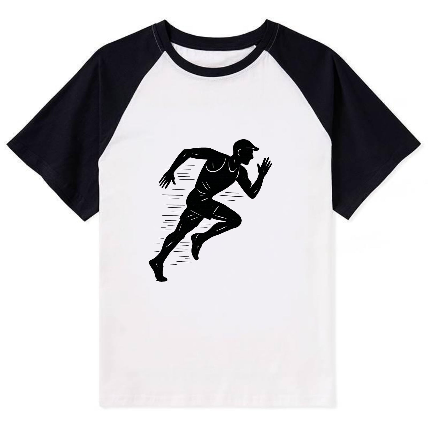 Runner in full stride sprinting - Contrast Raglan T-shirt - Black