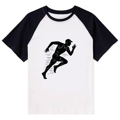 Runner in full stride sprinting - Contrast Raglan T-shirt - Black