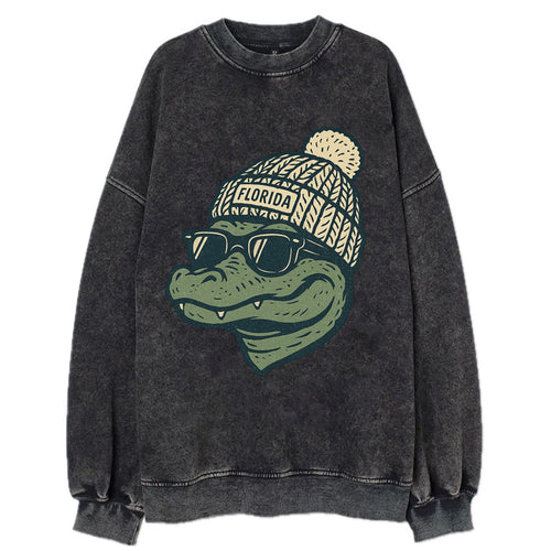 Gainesville Gator wearing Florida beanie - Vintage Sweatshirt