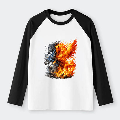 THUNDER FIRE | Horse combining lightning and flame | Electric fire | - Raglan Long Sleeve T-Shirt - Black