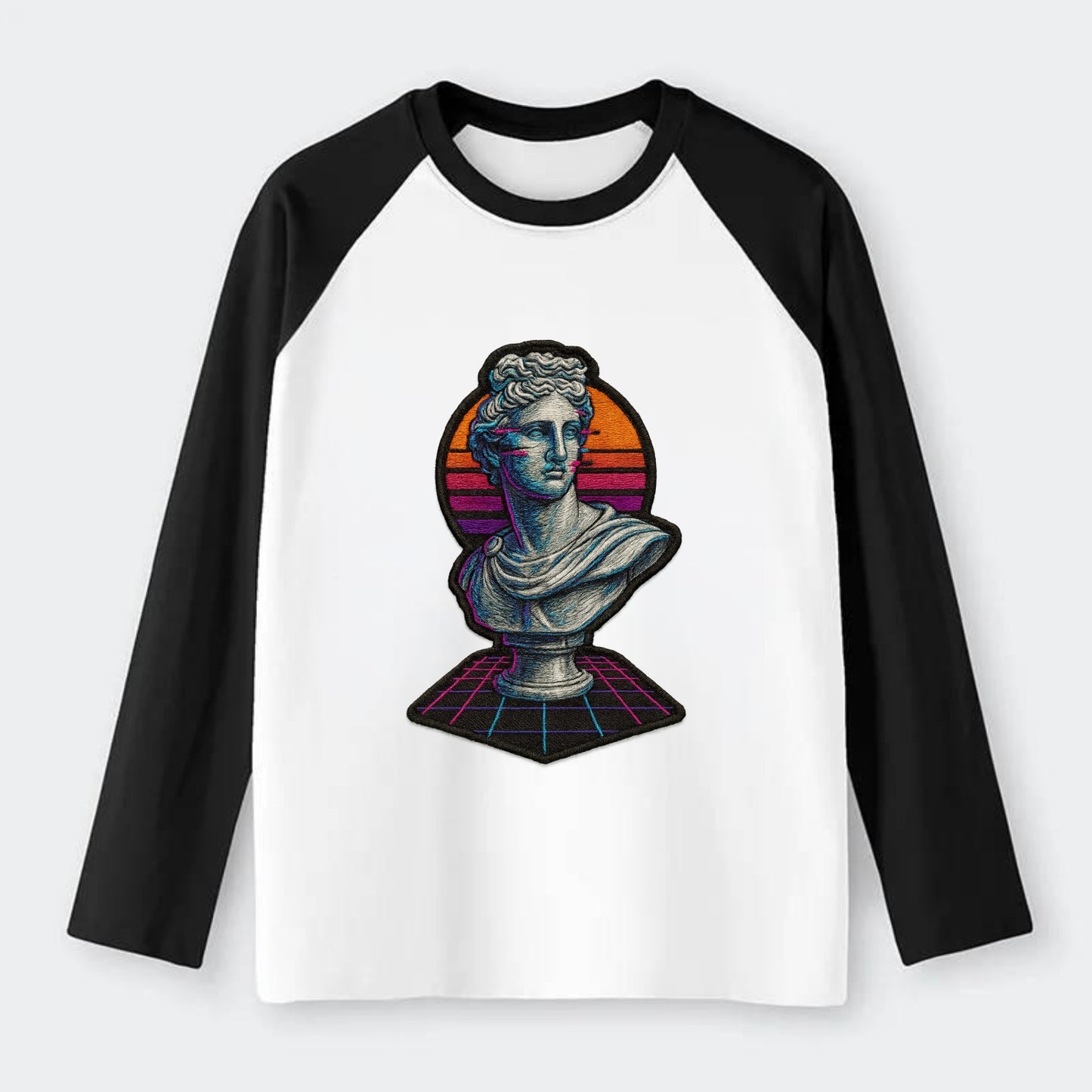 Greek Statue - Raglan Long Sleeve T-Shirt - Black