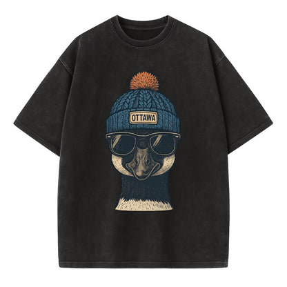 Ottawa Canadian Goose wearing Ottawa bea - Vintage T-shirt - Black