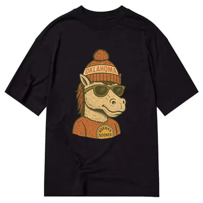 Norman Sooner Horse wearing Oklahoma bea - Classic T-shirt - Black