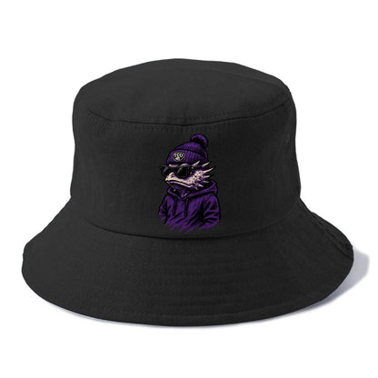 Fort Worth Horned Frog wearing TCU beanie with frog patch - Bucket Hat - Black