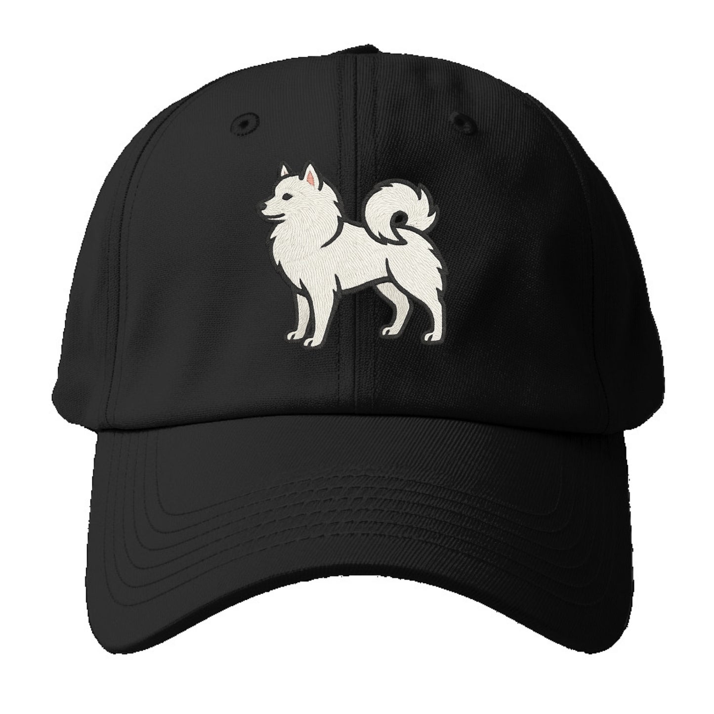 American Eskimo Dog - White spitz embroidered standing design - Baseball Cap - Black