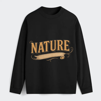 Bold typography design - "NATURE" - natural world, organic - Classic Long Sleeve Shirt - Black