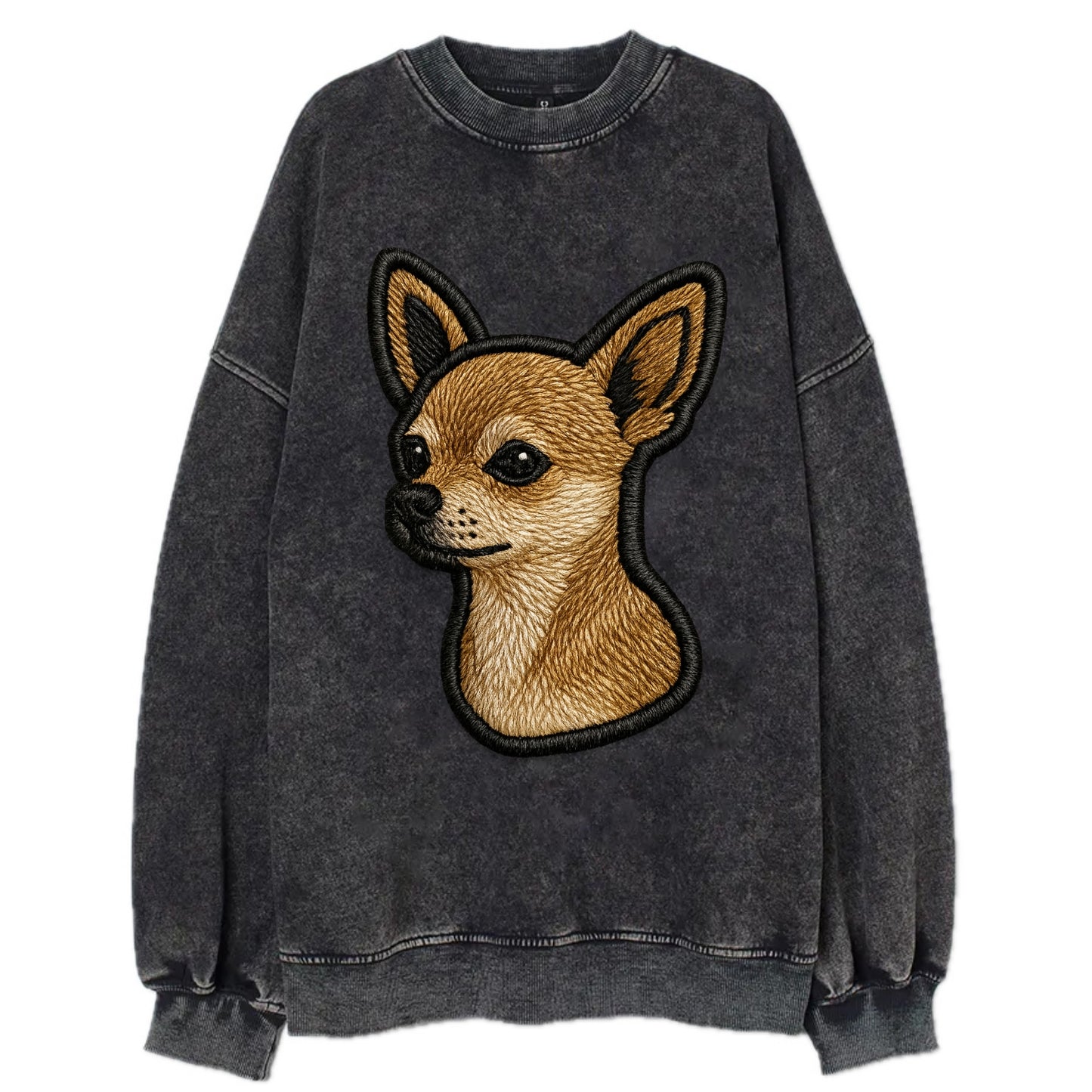Chihuahua - Modern tiny dog logo with bo - Vintage Sweatshirt - Black
