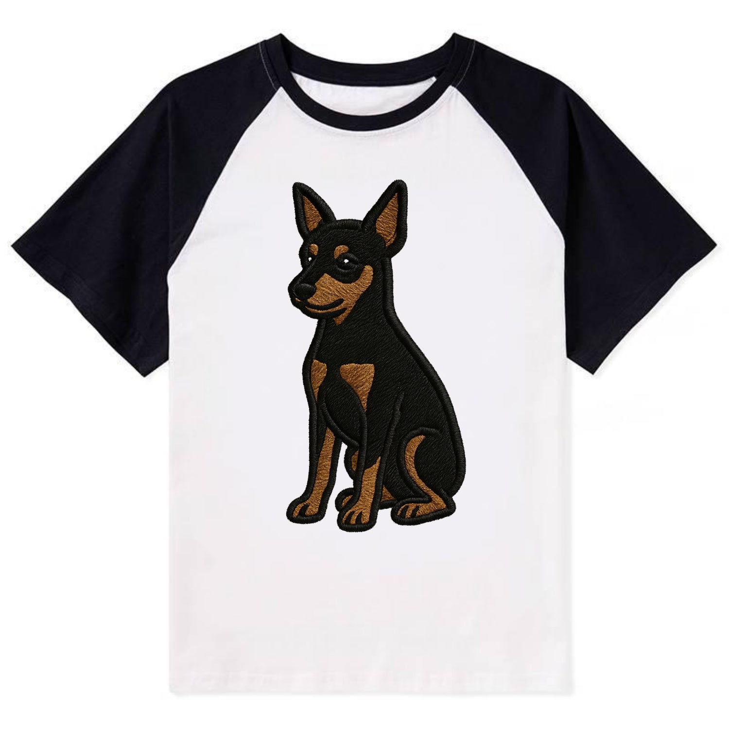 Miniature Pinscher - Black and tan sitti Contrast Raglan T-shirt - Black