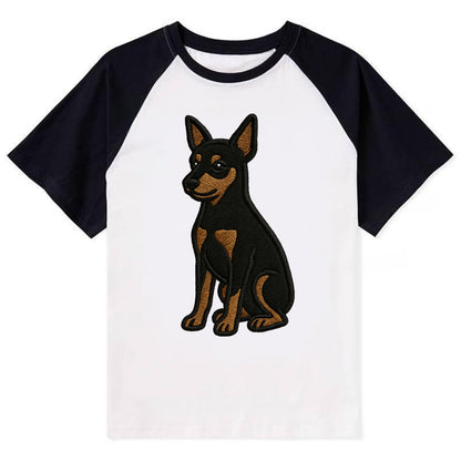 Miniature Pinscher - Black and tan sitti Contrast Raglan T-shirt - Black