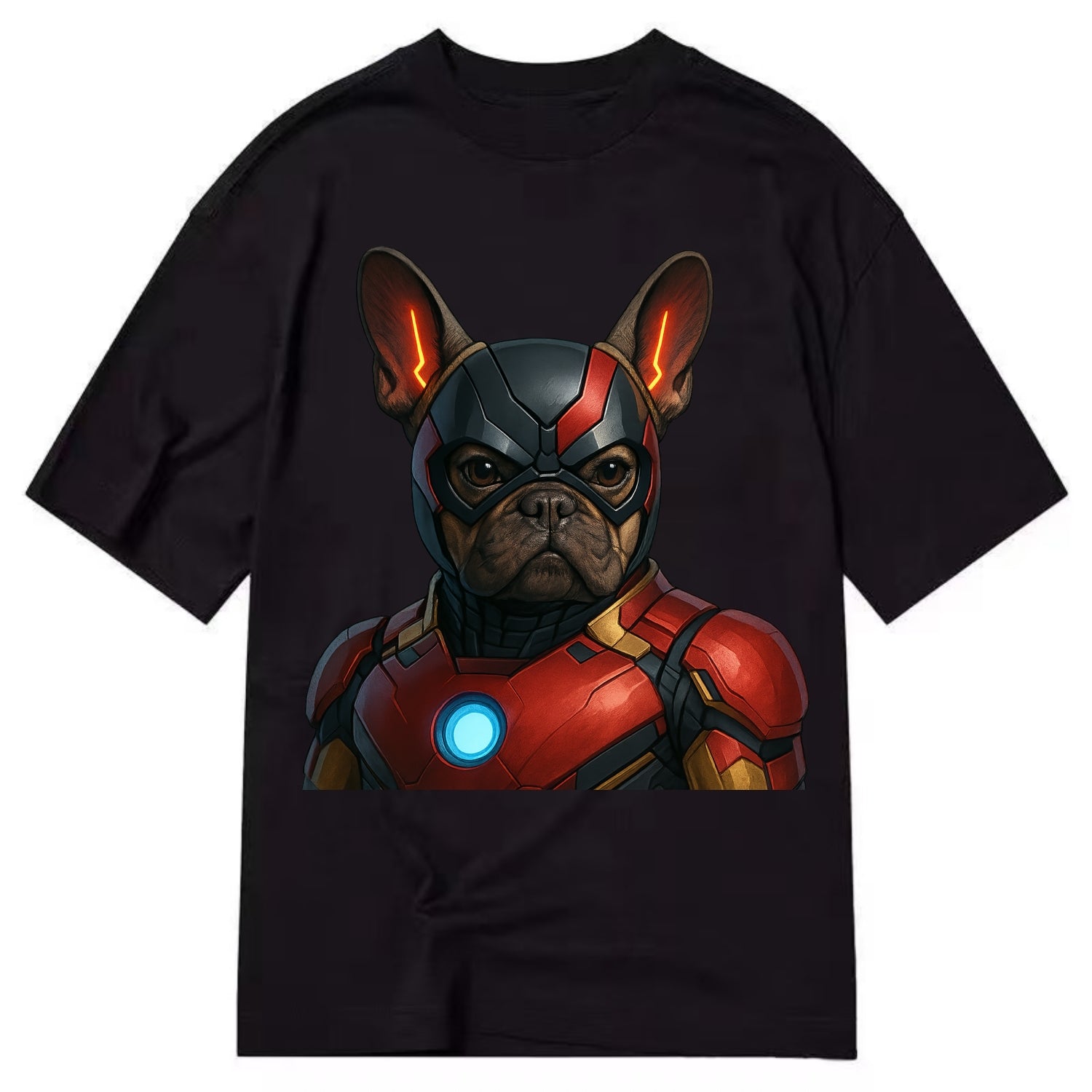 French Bulldog Iron Man  - Classic T-shirt - Black