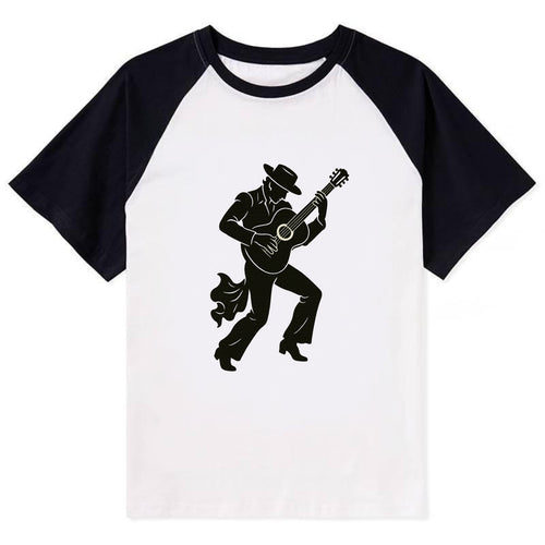 Flamenco guitarist dramatic pose - Contrast Raglan T-shirt