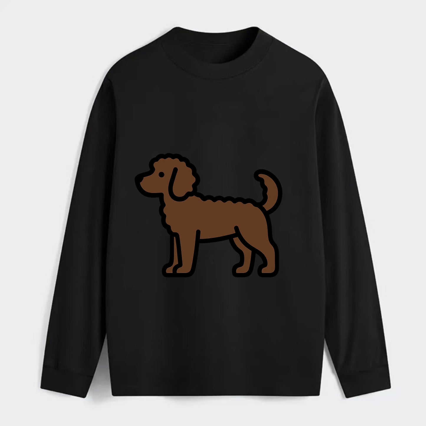 Labradoodle - Chocolate curly flat side profile - Classic Long Sleeve Shirt - Black