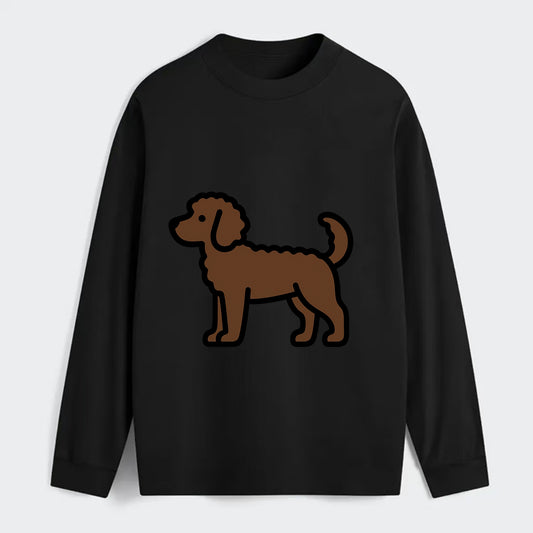 Labradoodle - Chocolate curly flat side profile - Classic Long Sleeve Shirt - Black