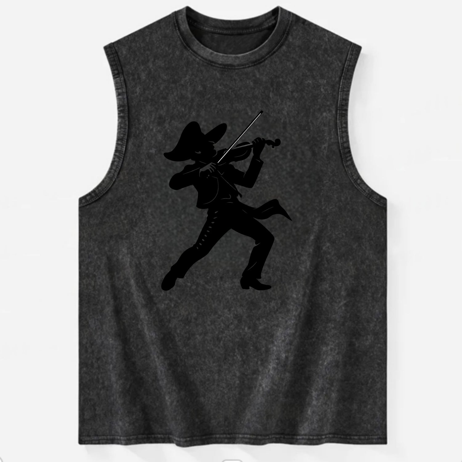 Mariachi violinist passionate performance - Vintage Washed Tank - Black