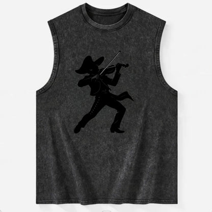 Mariachi violinist passionate performance - Vintage Washed Tank - Black