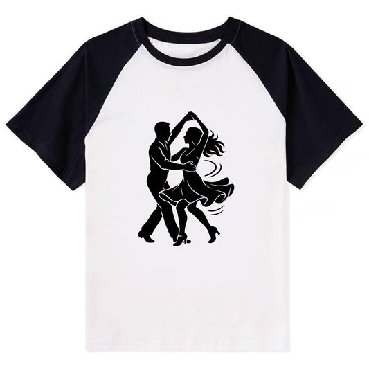 Salsa dancers spinning turn - Contrast Raglan T-shirt - Black