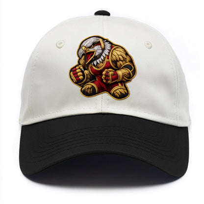 Embroidered patch design - WRESTLING EAGLE - fierce eagle with wrestling singlet in - Two Tone Cap - Black