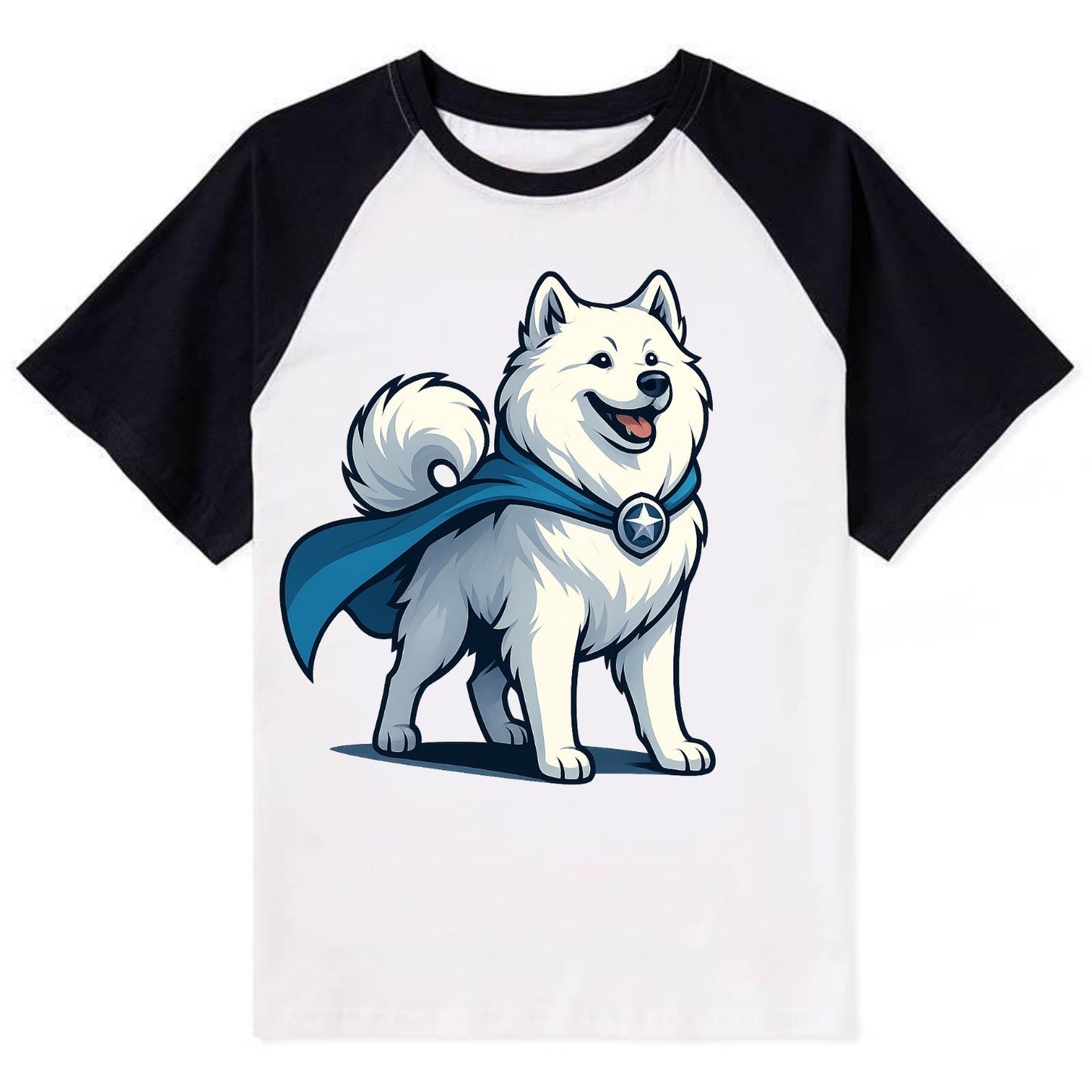 Samoyed Winter Hero  - Contrast Raglan T-shirt - Black