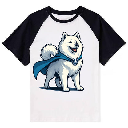Samoyed Winter Hero  - Contrast Raglan T-shirt - Black
