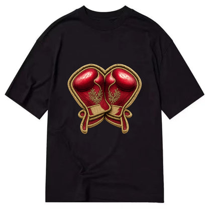 Embroidered patch design - BOXING GLOVES - red boxing gloves crossed in crimson - Classic T-shirt - Black