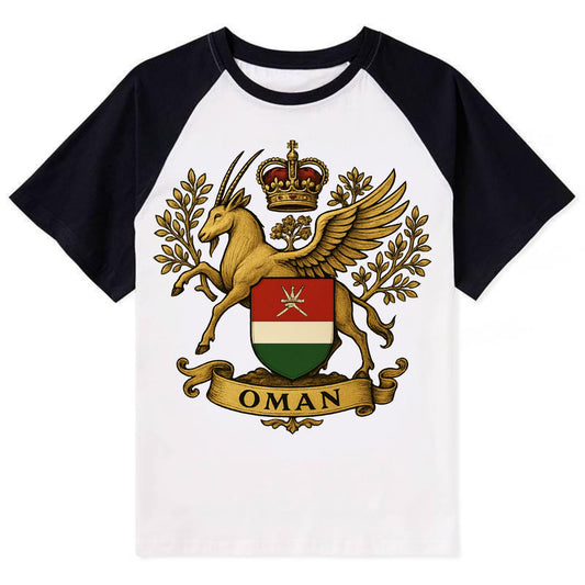 Oman Heritage Badge  - Contrast Raglan T-shirt - Black