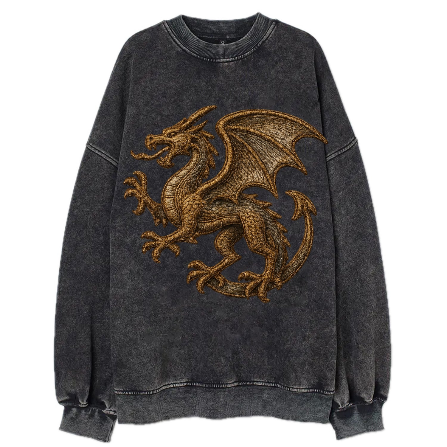 Dragon Silhouette  - Vintage Sweatshirt - Black