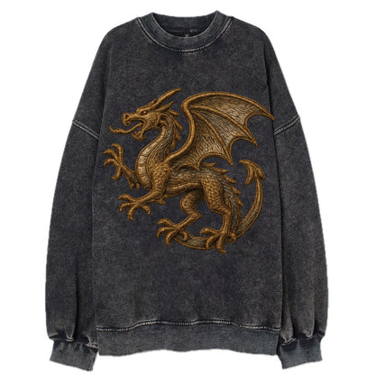 Dragon Silhouette  - Vintage Sweatshirt - Black