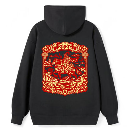 HORSE AND RIDER | Traditional Chinese warrior on horseback | Silk Road - Classic Pullover Hoodie - Black