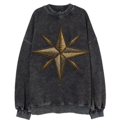 Nautical Star  - Vintage Sweatshirt - Black