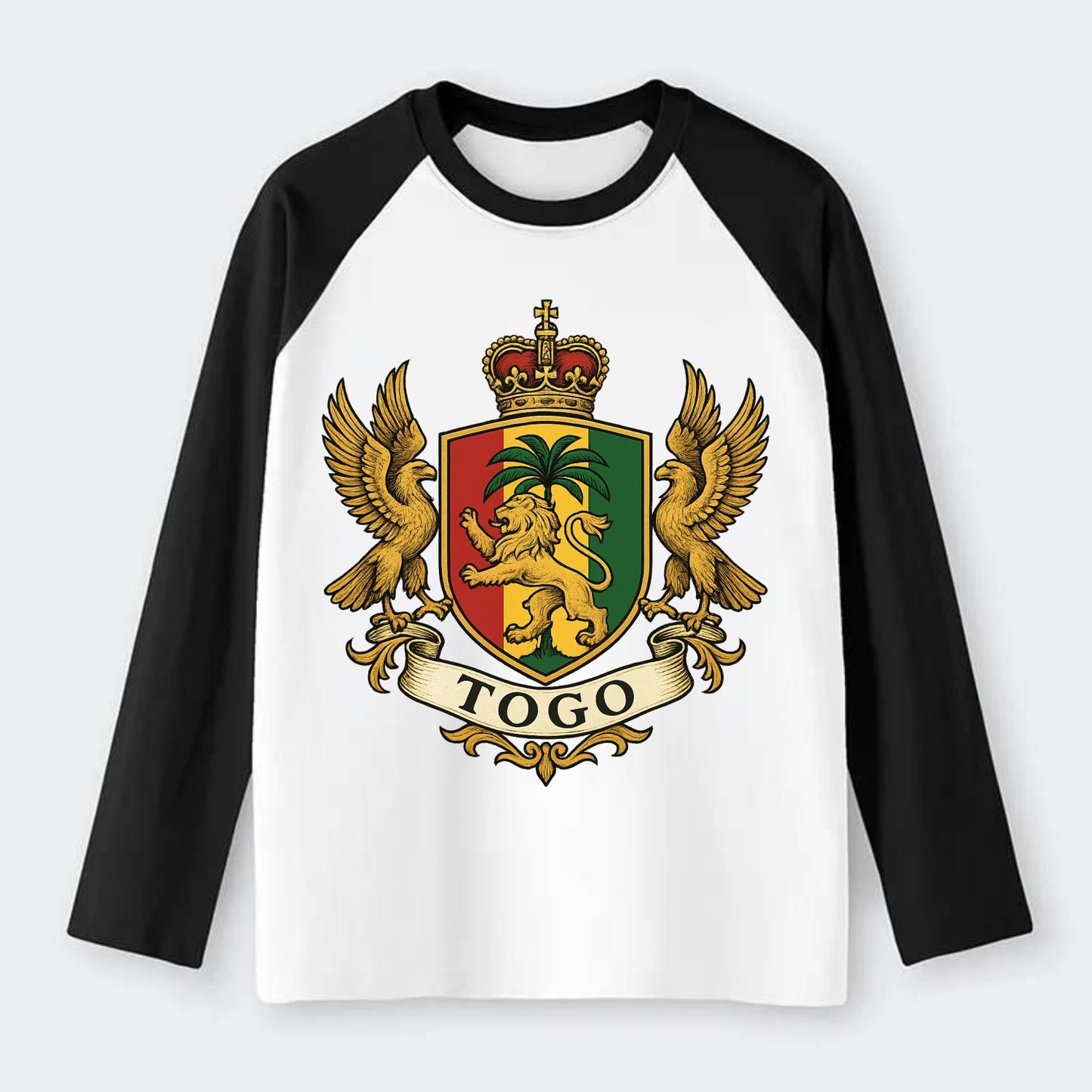 Togo Heritage Badge  - Raglan Long Sleeve T-Shirt - Black