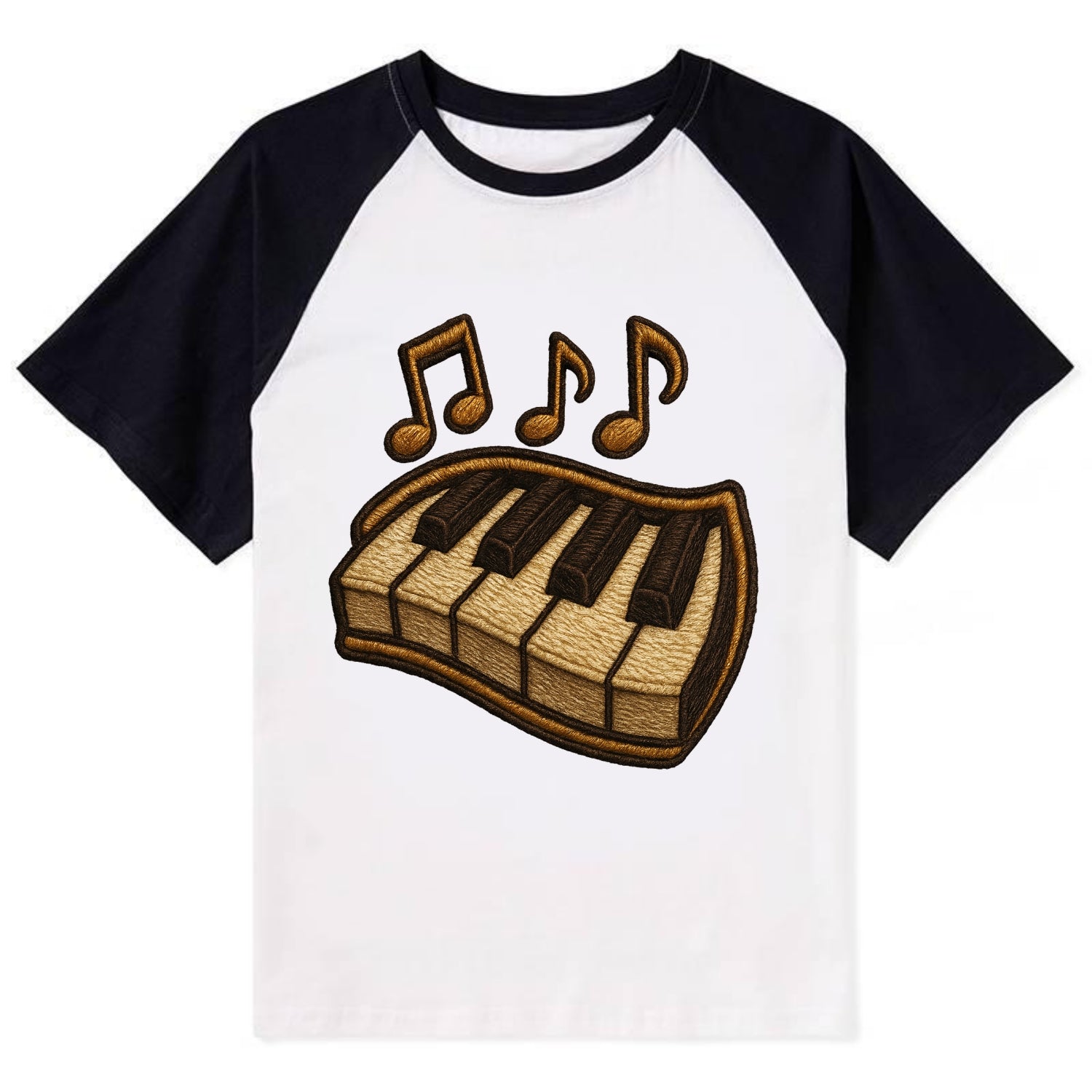 Piano Keys  - Contrast Raglan T-shirt - Black