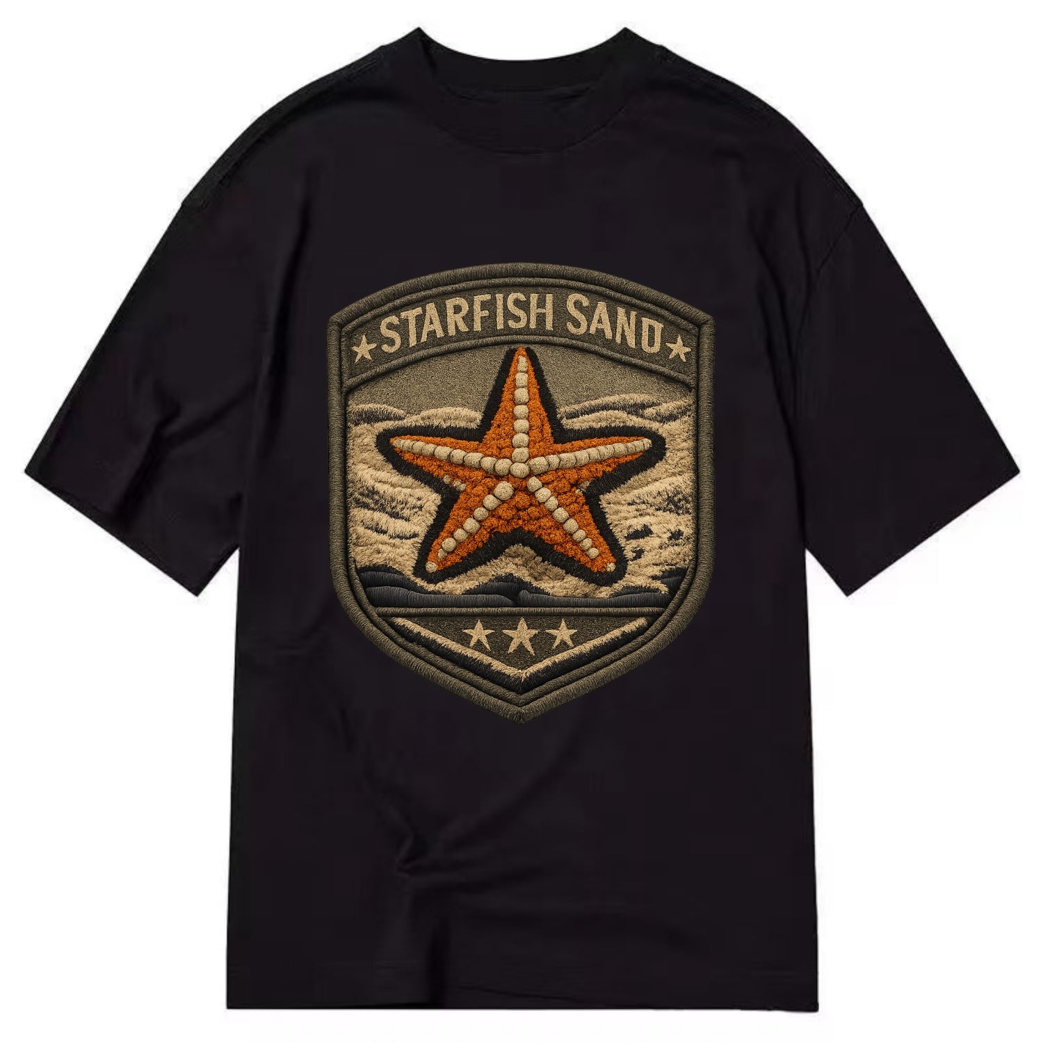 STARFISH SAND - sea star in orange and tan , beachcomber - Classic T-shirt - Black