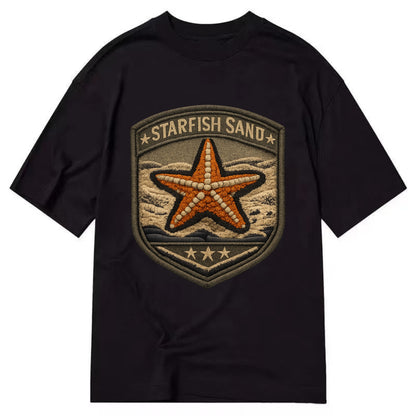 STARFISH SAND - sea star in orange and tan , beachcomber - Classic T-shirt - Black
