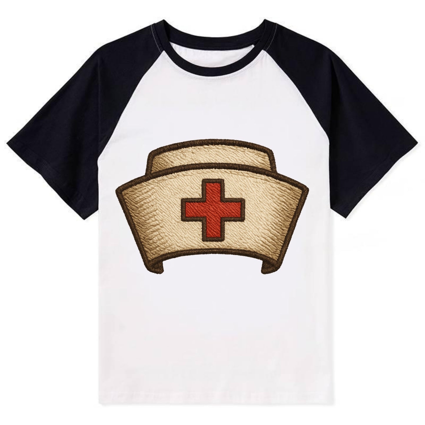 Nurse Cap  - Contrast Raglan T-shirt - Black