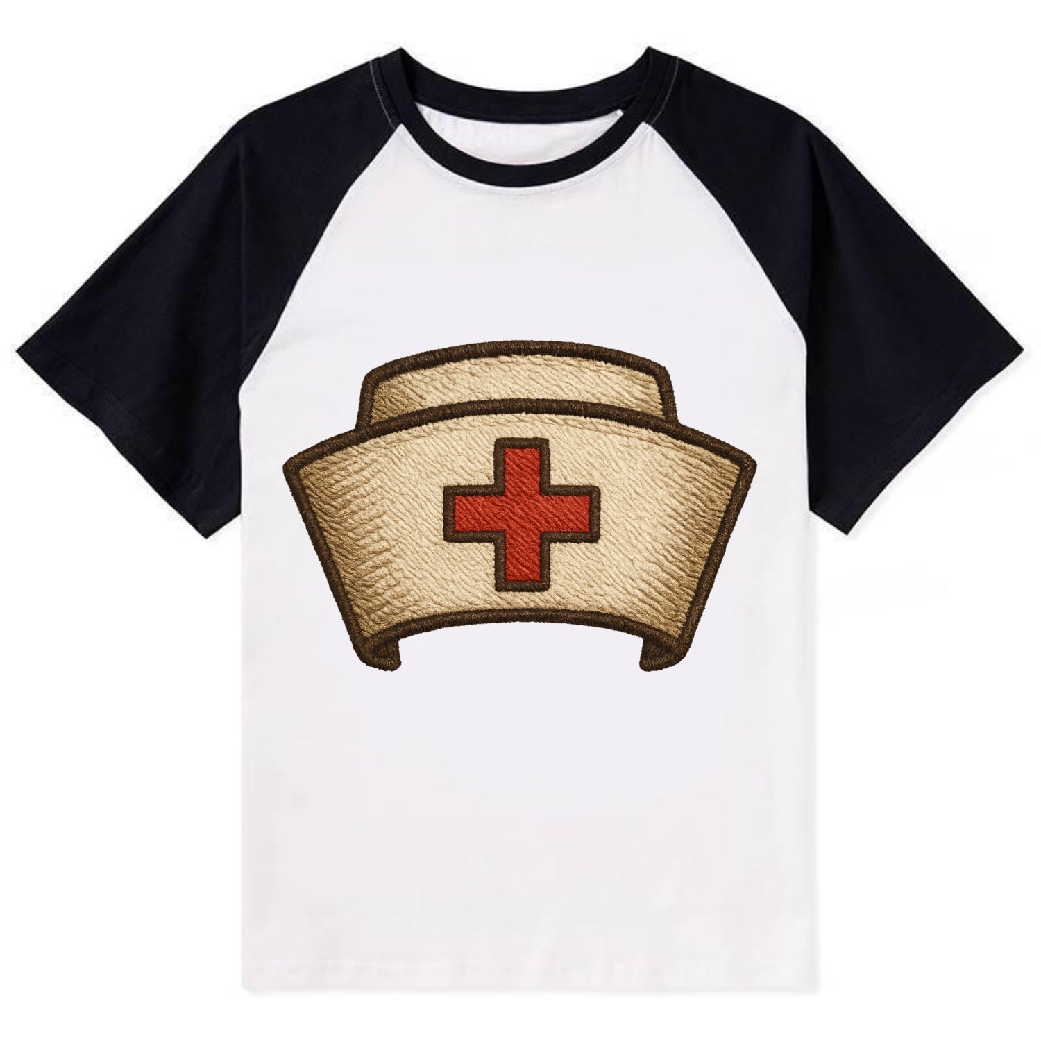 Nurse Cap  - Contrast Raglan T-shirt - Black